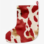 Cream Red Gold Western Cowhide Name Großer Weihnachtsstrumpf (Rückseite)
