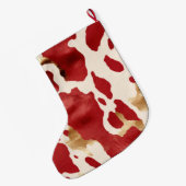 Cream Red Gold Western Cowhide Name Großer Weihnachtsstrumpf (Rückseite (Hängend))