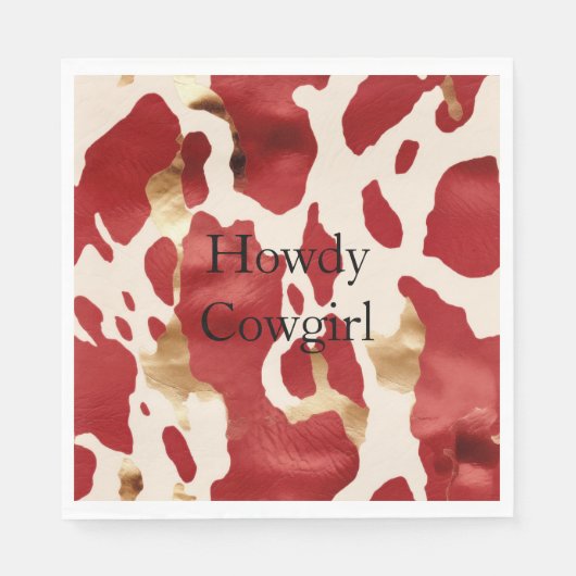 Cream Red Gold Western Cowhide Serviette (Vorderseite)