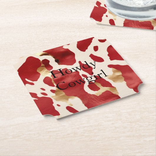 Cream Red Gold Western Cowhide Untersetzer (angewinkelt)
