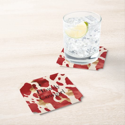 Cream Red Gold Western Cowhide Untersetzer (Vor Ort)