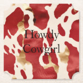 Cream Red Gold Western Cowhide Untersetzer (Vorderseite)