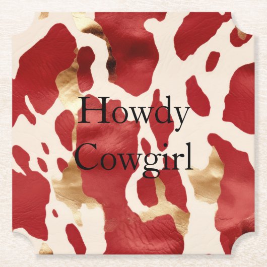 Cream Red Gold Western Cowhide Untersetzer (Vorderseite)