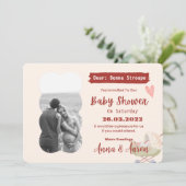 Cream Red Green Moderne farbenfrohe Babydusche Einladung (Stehend Vorderseite)