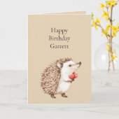 Cream Red Hearts Igel Geburtstag Karte (Gelbe Blume)