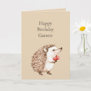 Cream Red Hearts Igel Geburtstag Karte