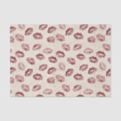 Cream Red Lips Kisses Romantic Valentine's Day Seidenpapier (Vorderseite)
