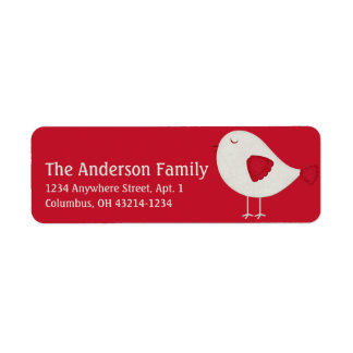 Cream & Red Little Birdie 2 Chic Address Labels