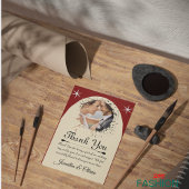 Cream & Red Modern Classic Wedding W Note Dankeskarte