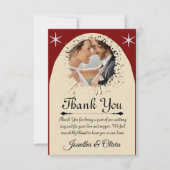 Cream & Red Modern Classic Wedding W Note Dankeskarte (Vorderseite)