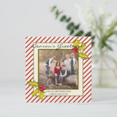 Cream Red Peppermint Strip Holly Foto Weihnachten (Stehend Vorderseite)