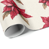 Cream Red Poinsettia Weihnachten Geschenkpapier (Rolleneckpunkt)