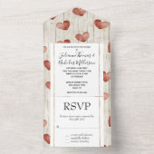 Cream Red Romantic Hearts Wedding All In One Einladung (Innen Boden)