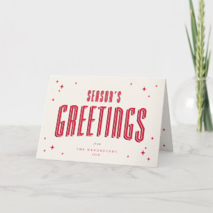 Cream+Red Season's Greetings Retro Stars Foto Feiertagskarte