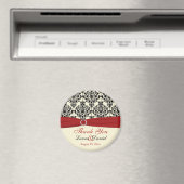 Cream, Red und Black Damask Danke Magnet (In Situ (Geschirrspüler))