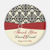 Cream, Red und Black Damask Danke Magnet (Vorne)