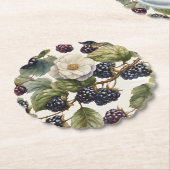 Cream Regal Elegance BlackBerry & Blooms Untersetzer (angewinkelt)