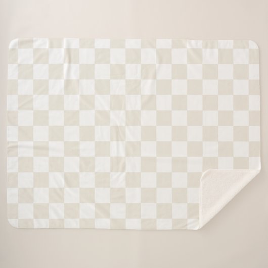 Cream Retro Karo Sherpadecke (Vorderseite (Horizontal))