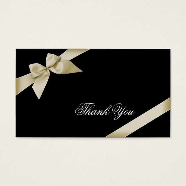 Cream Ribbon Danke Minicard (Vorderseite)