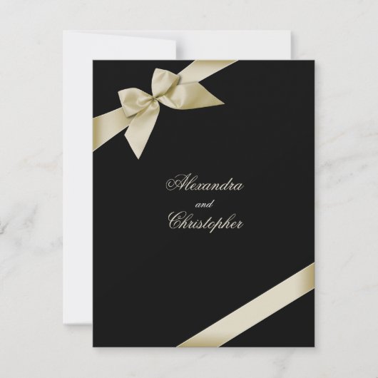 Cream Ribbon Hochzeitsankündigung Einladung (Vorderseite)