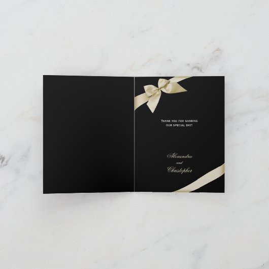 Cream Ribbon Vielen Dank Dankeskarte (Innenseite)