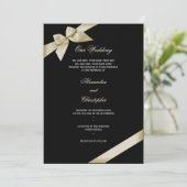 Cream Ribbon Wedding Ankündigung 2 (Stehend Vorderseite)