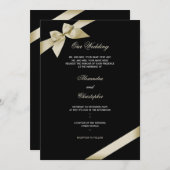 Cream Ribbon Wedding Ankündigung 2 (Vorne/Hinten)