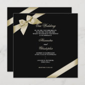 Cream Ribbon Wedding Ankündigung 2 (Vorne/Hinten)