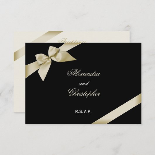 Cream Ribbon Wedding RSVP (Vorne/Hinten)