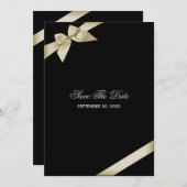 Cream Ribbon Wedding Save the Date (Vorne/Hinten)
