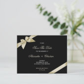 Cream Ribbon Wedding Save the Date 4 Ankündigungspostkarte (Stehend Vorderseite)