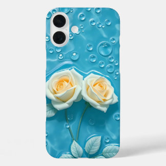 Cream-Rose auf Aqua Blue Art Case-Mate iPhone Case