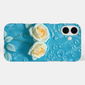 Cream-Rose auf Aqua Blue Art Case-Mate iPhone Case (Rückseite (Horizontal))