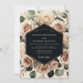 Cream Rose Botanical Romance Wedding Einladung (Vorderseite)