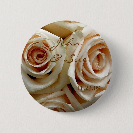Cream Rose Bouquet - Round Button (Vorderseite)