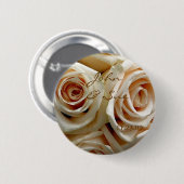 Cream Rose Bouquet - Round Button (Vorne & Hinten)