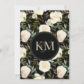 Cream Rose Monogram Wedding Einladung (Rückseite)