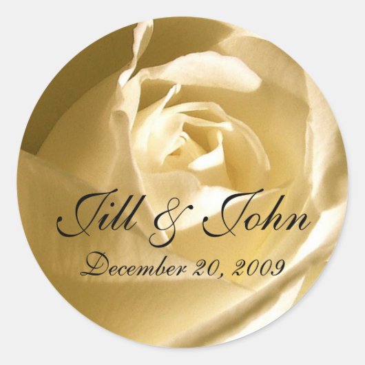 Cream Rose Name Gastgeschenk Hochzeit Aufkleber (Vorderseite)