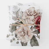 Cream & Rote Rose Boho Blume Bouquet Geschenkpapier Set (Beispiel)