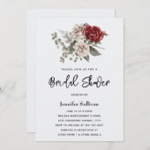 Cream & Rote Rose Boho Floral Bouquet Brautparty Einladung (Vorne/Hinten)