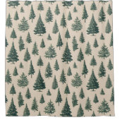 Cream Rustic Forest Tree Duschvorhang (Vorderseite)