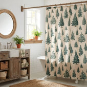 Cream Rustic Wald Baum Duschvorhang