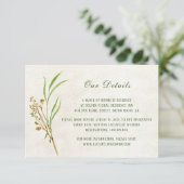 Cream Rustic Wedding Details Eintrittskarte RSVP Karte (Stehend Vorderseite)