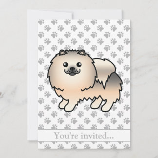 Cream Sable Spitz Cartoon Dog Geburtstagspartei Einladung