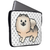 Cream Sable Spitz Cartoon Dog & Paws Laptopschutzhülle (Vorne Rechts)