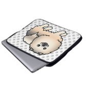 Cream Sable Spitz Cartoon Dog & Paws Laptopschutzhülle (Vorne Knopf)