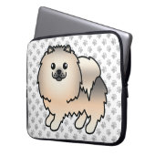 Cream Sable Spitz Cartoon Dog & Paws Laptopschutzhülle (Vorderseite Links)