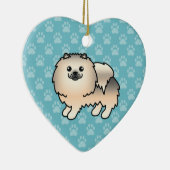 Cream Sable Spitz Dog Cartoon Zeichnend Keramikornament (Rechts)