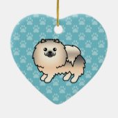 Cream Sable Spitz Dog Cartoon Zeichnend Keramikornament (Hinten)