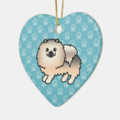 Cream Sable Spitz Dog Cartoon Zeichnend Keramikornament (Links)